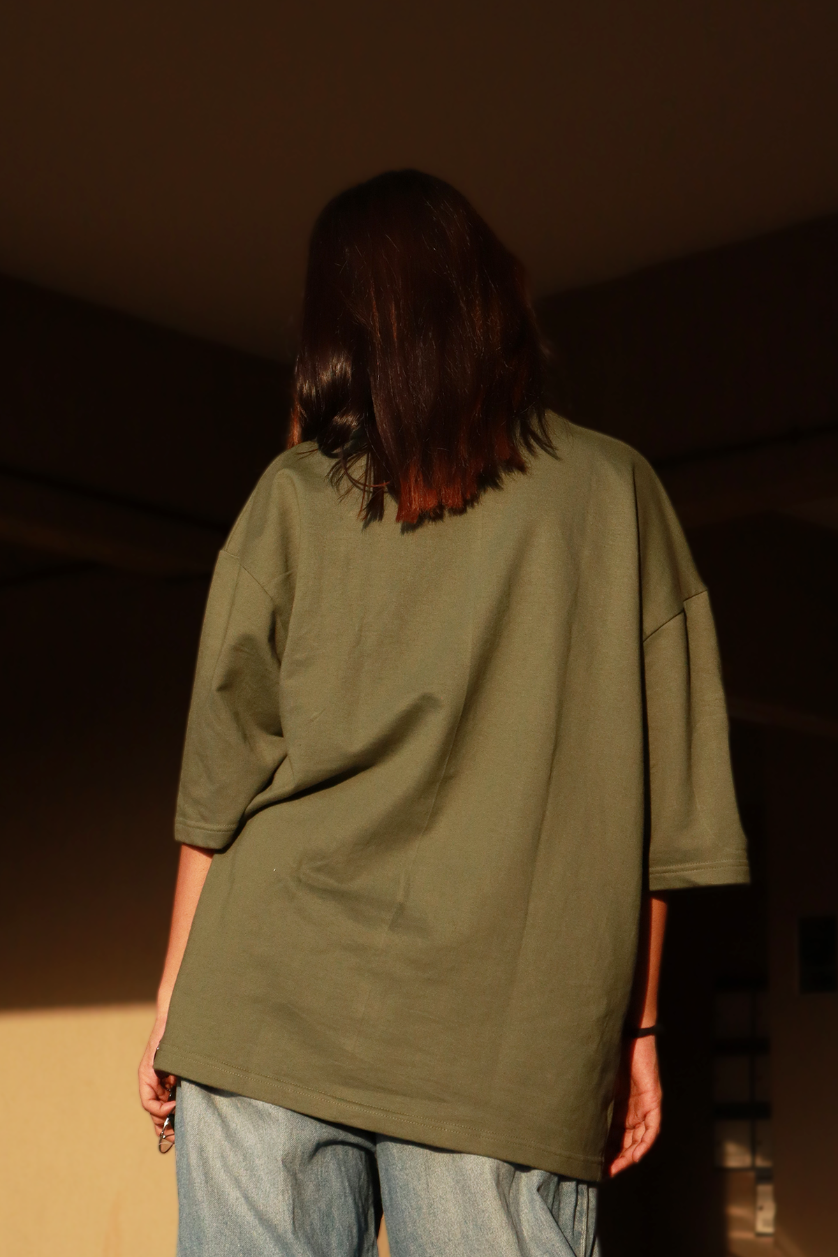 Mountains are Life Sage Green Oversized Tshirt l Embroidered