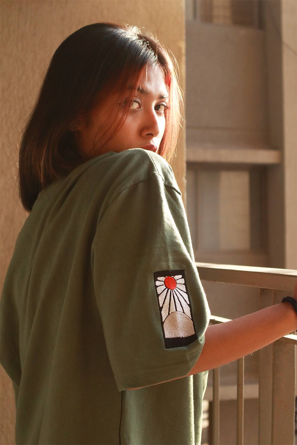 Tanjiro's Hinokami Kagura Sage Green Oversized Tshirt l Embroidered